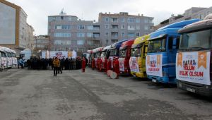 23 tır yardım malzemesi İdlib'e yola çıktı