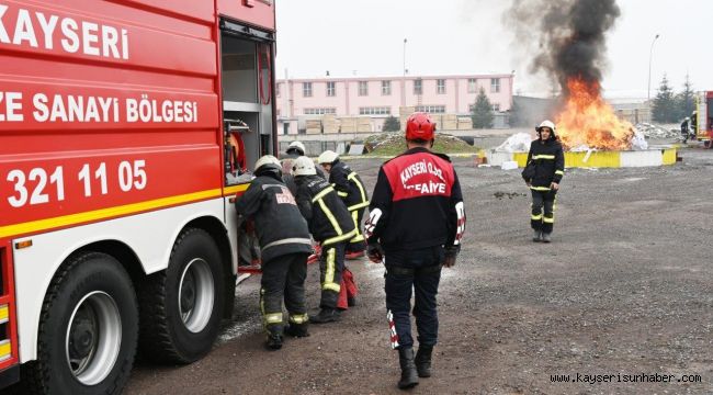 Kayseri OSB İtfaiyesi ve Gaziantep OSB İtfaiyesi ortak tatbikat yaptı