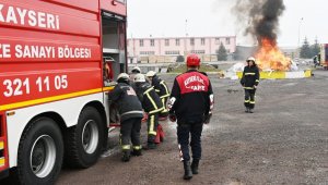 Kayseri OSB İtfaiyesi ve Gaziantep OSB İtfaiyesi ortak tatbikat yaptı