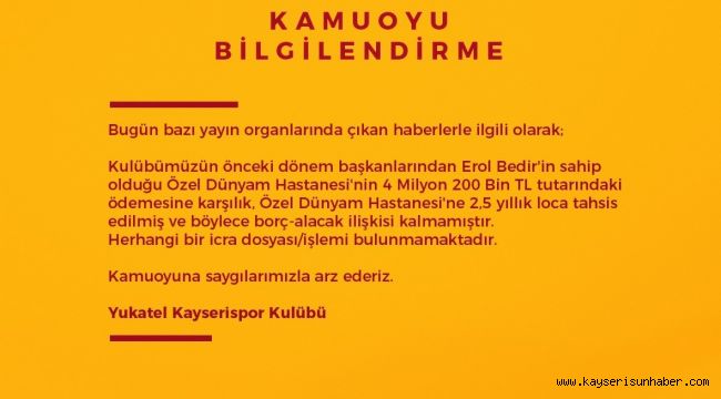 Kayserispor, eski başkana loca sattı