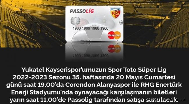 Kayserispor - Alanyaspor maç biletleri satışa çıktı