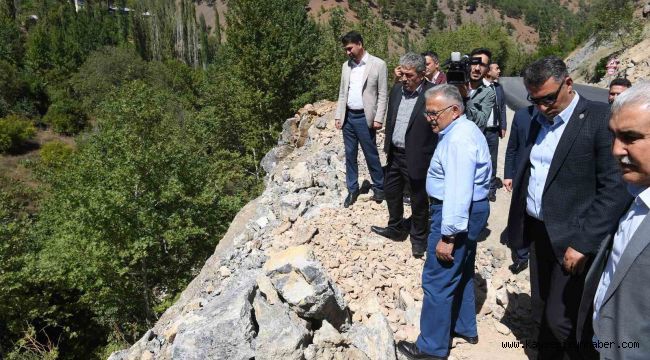 Başkan Büyükkılıç, Kapuzbaşı Şelaleleri yolunda sıcak asfalt çalışmalarını inceledi