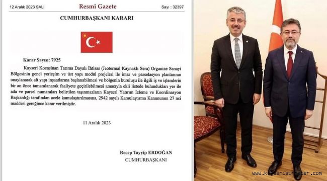 Jeotermal Kaynaklı Sera Organize Sanayi Bölgesi için büyük adım