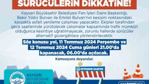 Yol yapım çalışmaları yapan Büyükşehir'den araç sürücülerine uyarı