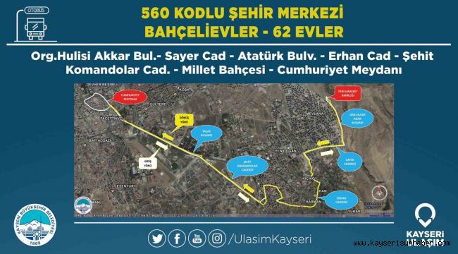 Büyükşehir Belediyesi Ulaşım AŞ'den Talas'a 6 yeni hat