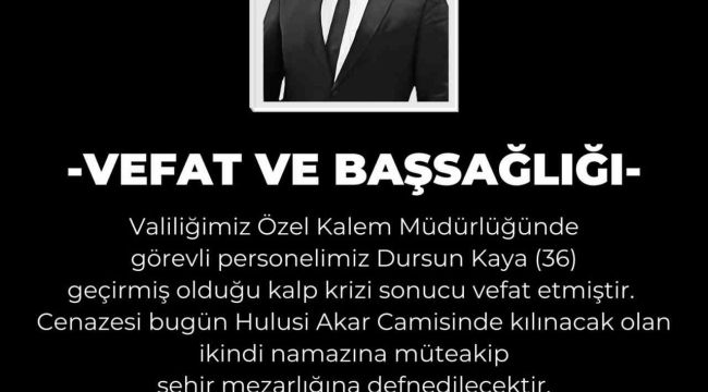 Kayseri Valiliği'nin acı günü