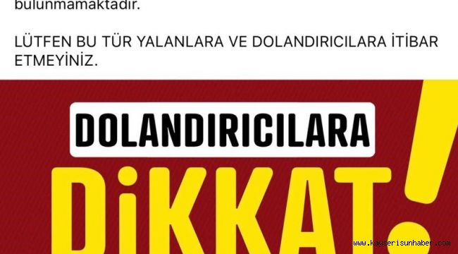 Başkan Palancıoğlu'ndan 'dolandırıcı' uyarısı