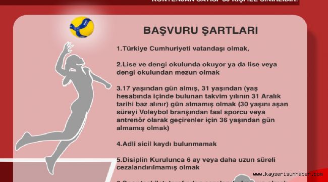 Kayseri'de voleybol hakem kursu başvuruları sürüyor